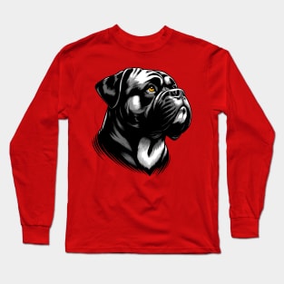 Stunning and Cool Bullmastiff Monochrome and Gold Portrait for Father's Day Long Sleeve T-Shirt